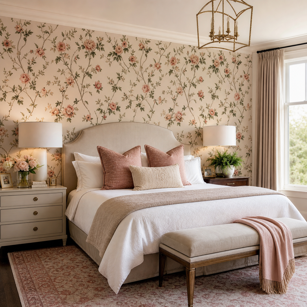 Professional wallpaper installation in residential space